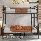 Bellemave® Full XL over Queen Metal Bunk Bed with Safety Guard Rails(Convertible) - Bellemave